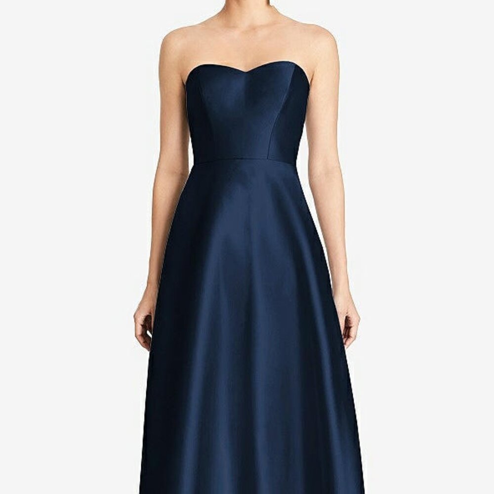 ALFRED SUNG Strapless Navy Blue Dress